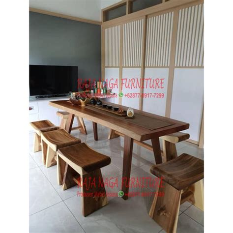 Jual Meja Kayu Suar Utuh Meja Makan Set 6 Kursi Kayu Solid Trembesi