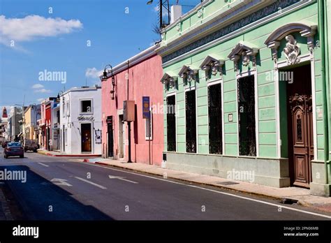 A Colorful Street With Restored Colonial Buildings In The Historic