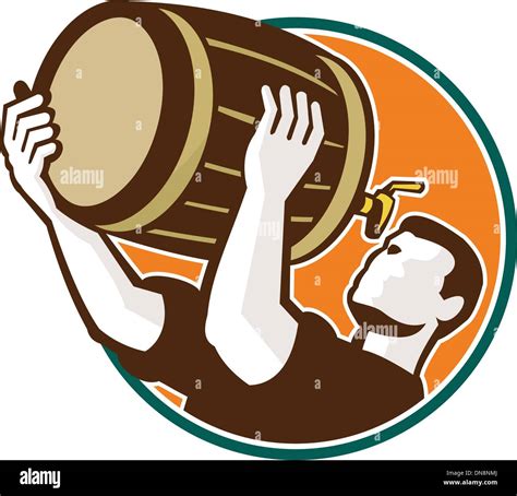 Bartender Pouring Drinking Keg Barrel Beer Retro Stock Vector Image & Art - Alamy