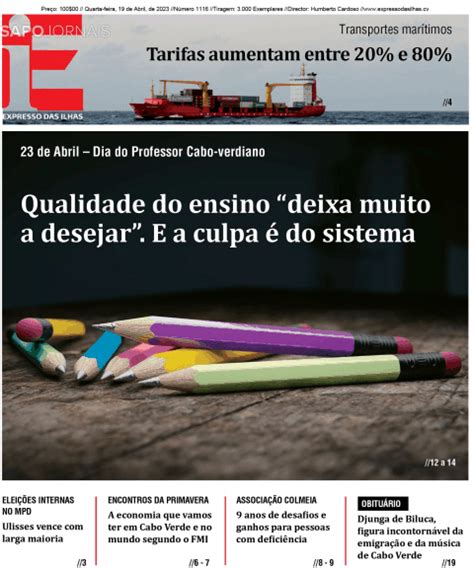 Expresso Das Ilhas Abr Jornais E Revistas Sapo Pt