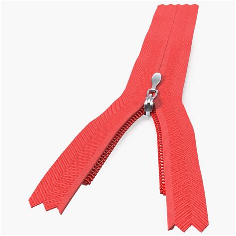 Nylon Invisible Zipper With Slider Red D Model Ds Blend C D