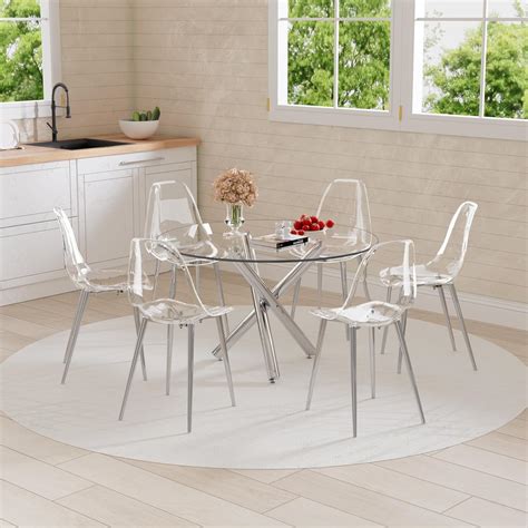 Amazon Haizao Round Glass Dining Table Set For Glass