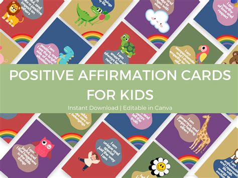 Positive Affirmation Cards For Kids Motivational Cards Editable