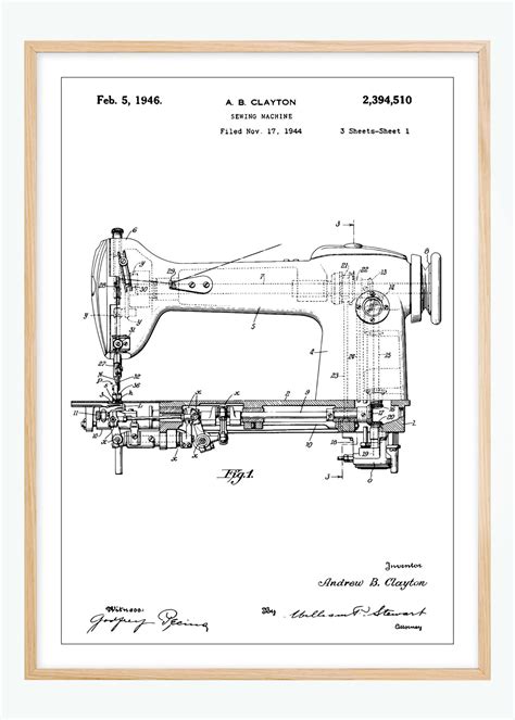 Compre Desenho de patentes - Máquina de coser I Póster aqui - BGASTORE.PT