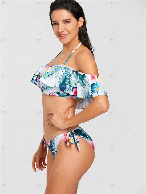 2018 Flower Pattern Flounce Bikini Swimwear COLORMIX XL In Bikinis Online Store Best Graphic