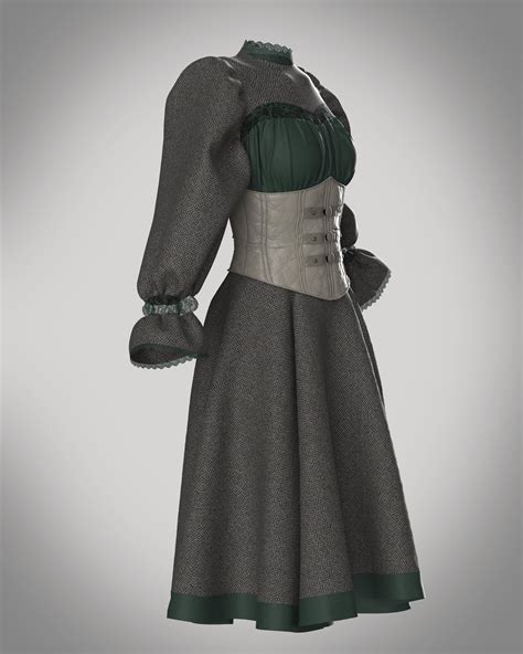 Victorian Gothic Women Romantic Vintage Dress 3d Model Cgtrader