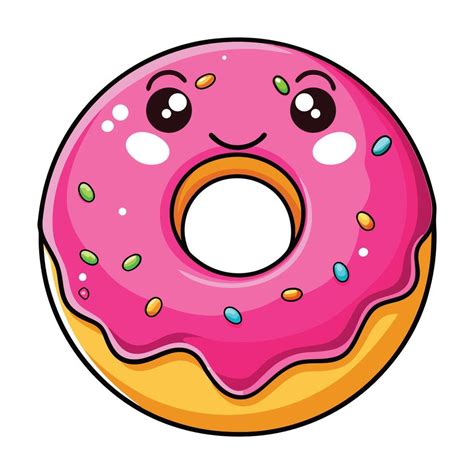 cute cartoon pink donut isolated  white background  vector