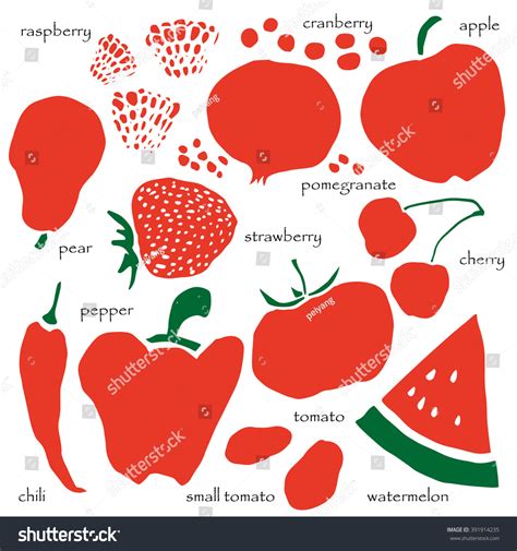 Premium Vector Mixed Fruits And Vegetables In Red Colors Healthy