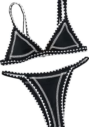 Amazon Oyoangle Women S Piece Graphic Print Triangle Bikini Swimsuit Spaghetti Strap High