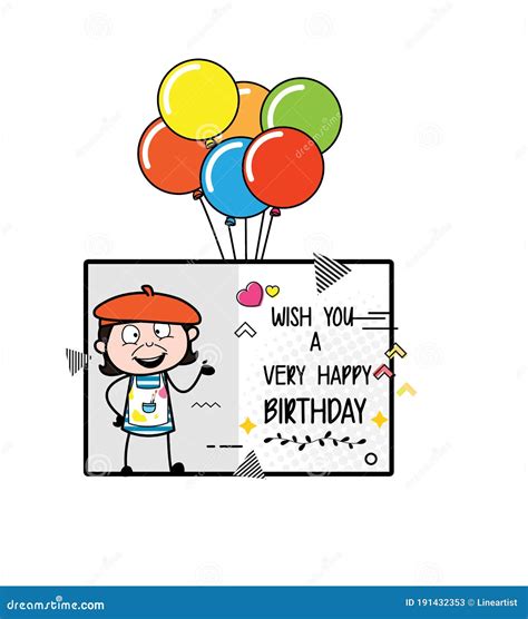 Cartoon Artist Happy Birthday Wishes Stock Illustration Illustration