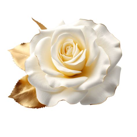 White, gold rose isolated on transparent background. 24856602 PNG