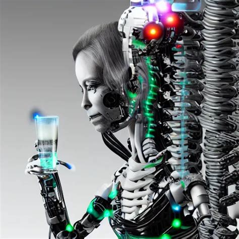 The Torso Of Fully A Mechanical Terminator Lady With Stable Diffusion