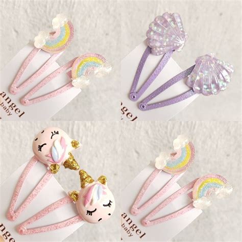 2PCS Neue Cartoon Nette Regenbogen Shell BB Clips M Dchen Haar Zubeh R