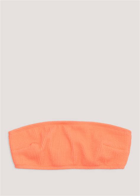 Coral Crinkle Bandeau Bikini Top Matalan