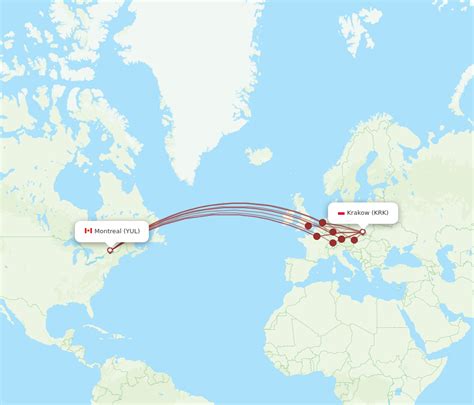 Flights From Montreal To Krakow YUL To KRK Flight Routes