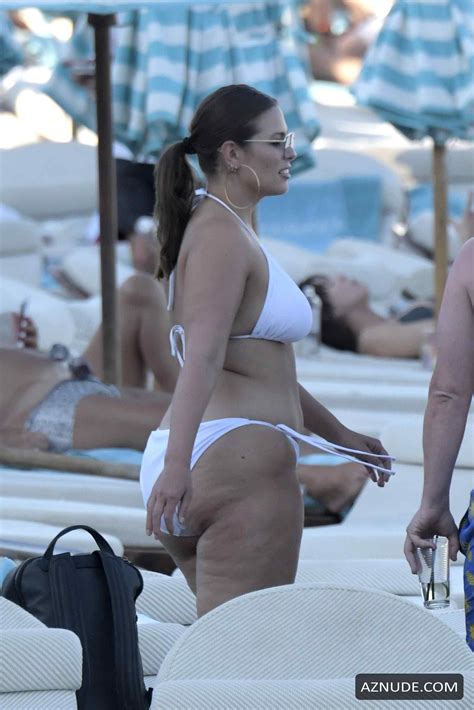 Ashley Graham Sexy On The Beach In A White Bikini AZNude