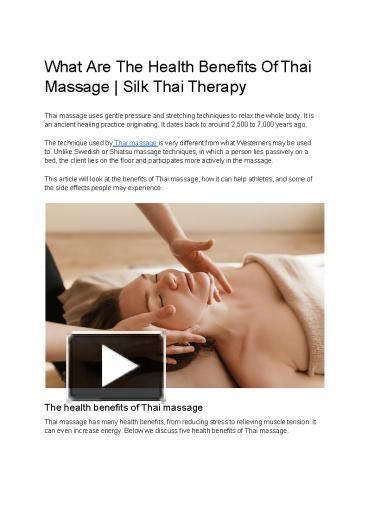 Ppt What Are The Health Benefits Of Thai Massage Silk Thai Therapy