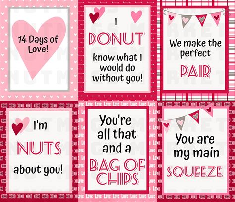 14 Days of Love Cards, Valentines Cards for Couples, PRINTABLE