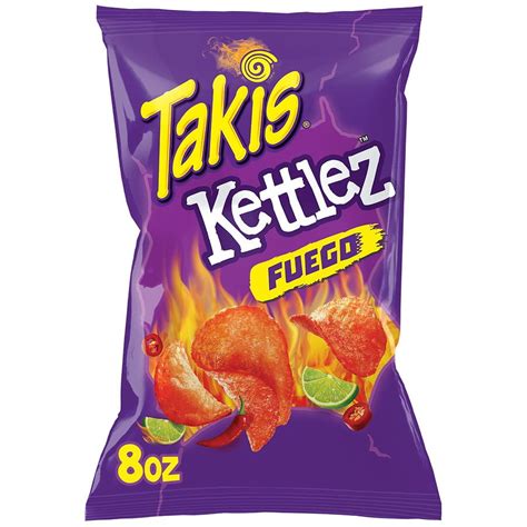 Takis Kettlez Fuego Kettle Cooked Potato Chips Hot Chili Pepper Lime