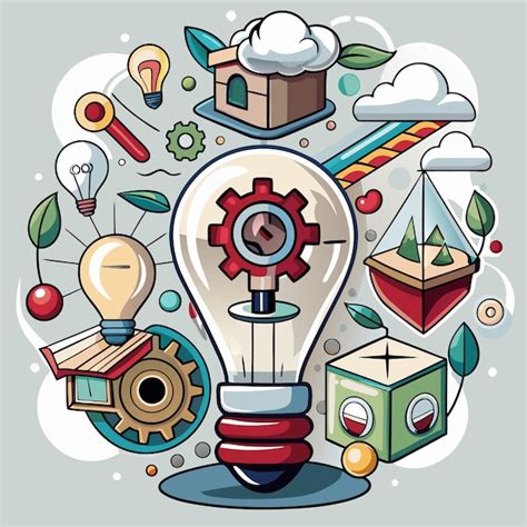 premium vector  circle     light bulb   word gears