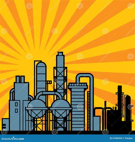 Oil Refinery Gas Factory Cartoon Vector Illustration Cartoondealer