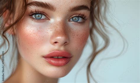 Gorgeous Brunette Woman With Blue Eyes Clear Glowing Skin Perfect Shiny Body After Spa Effect