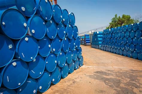 Premium Photo Oil Barrels Blue Or Chemical Drums Horizontal Stacked