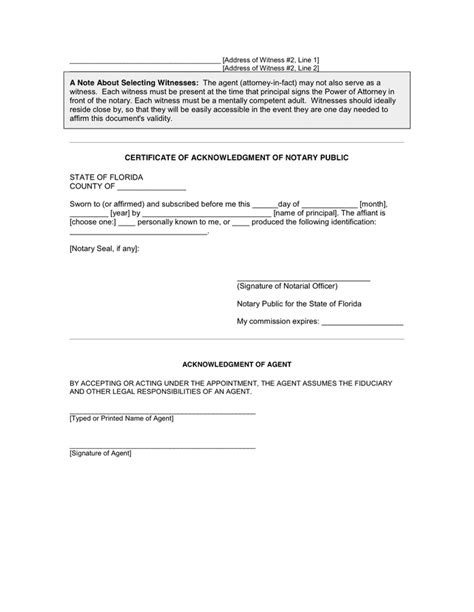 Florida General Durable Power Of Attorney Poa Form In Word And Pdf