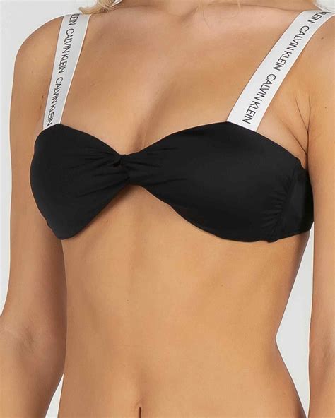 Shop Calvin Klein Logo Bikini Top In Pvh Black Fast Shipping Easy Returns City Beach Australia