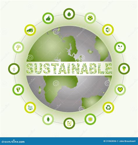 Sustainable World Surrounded And Made Of Bio Eco Icons Stock