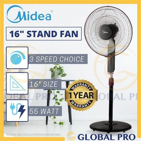 سعر ومواصفات MIDEA MF 16FS10N 3 Speed Choices 16 Inch Stand Fan من