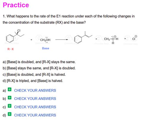 What Happens To The Rate Of The E1 Reaction Under Each Of The Following