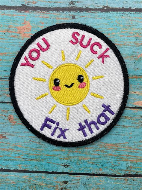 You Suck Patch 4x4 Machine Embroidery Design Digital Download Nosy Pepper Patterns