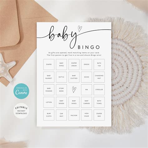 Editable Bingo Card, Baby Bingo Template, Baby Bingo Cards, Printable ...