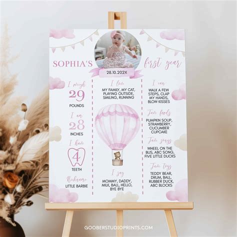 Hot Air Balloon Birthday Milestone Photo Poster Goober Studio Prints