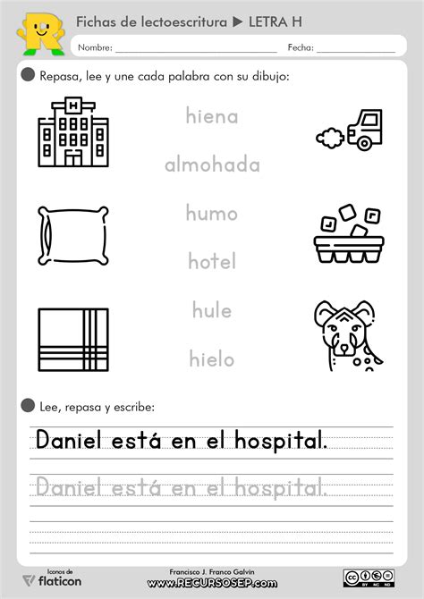 Fichas De Lectoescritura Letra H Letra Ligada E Imprenta