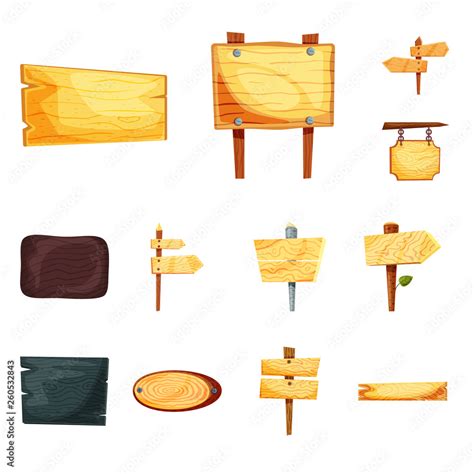 Vector Illustration Of Signboard And Wood Symbol Set Of Signboard And