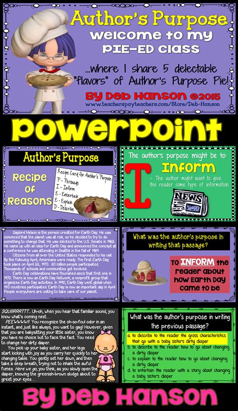 Authors Purpose Powerpoint Lesson With Practice Passages Pieed