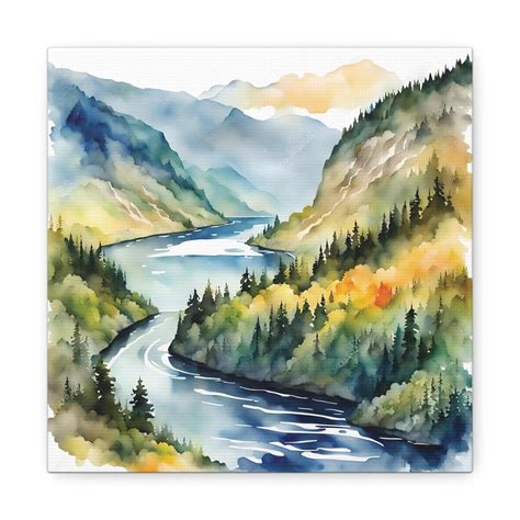 watercolor river landscape art serene river wall art river art