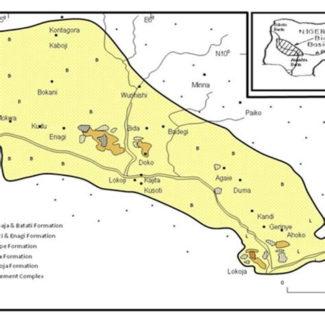 Map of Nigeria showing the Bida basin | Download Scientific Diagram