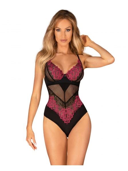 Obsessive Lingerie Body Rosenty Con Fiori Ricamati In Rosa
