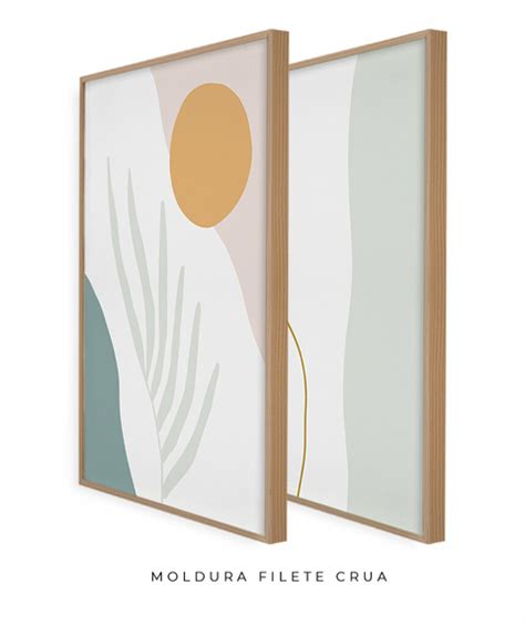 Conjunto Quadros Decorativos Leaf Minimal Nude Nuances Minim