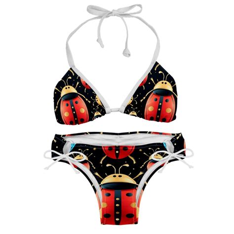 Seven Starred Ladybird Stylish Bikini Set With Detachable Sponge And Adjustable Strap Two Pack