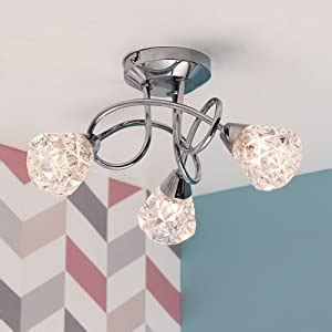 Minisun Modern Way Crossover Silver Chrome Ceiling Light With Diamond