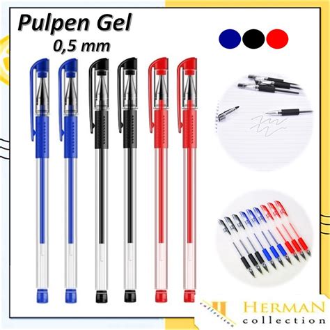 Jual HC Pena Gel 0.55mm Standard Pulpen tinta cair Alat Tulis Sekolah ...