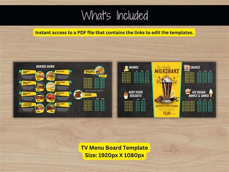 Digital Menu Display TV Menu Board Templates Static Menu Board Template ...