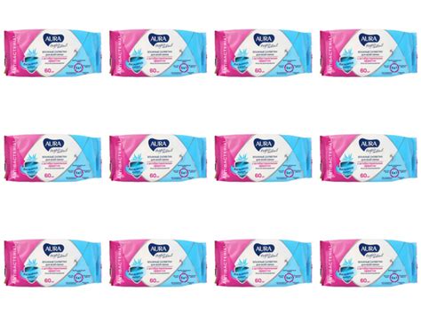 Aura Антибактериальные влажные салфетки Tropic Cocktail 60 шт 12 уп ...