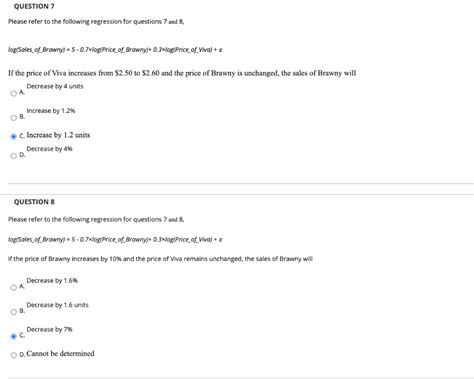 Solved QUESTION 7 Please refer to the following regression | Chegg.com