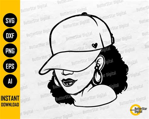 African American Hat Low Cap Smirk Black Woman Svg Cricut Cutting File