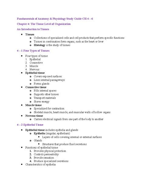 Fundamentals of Anatomy & Physiology Study Guide: Ch 4-6 Overview - Studocu